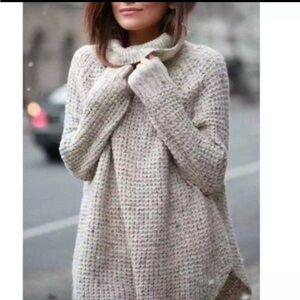 Free People Cream Beige Chunky Knit Confetti Sweater Size XS